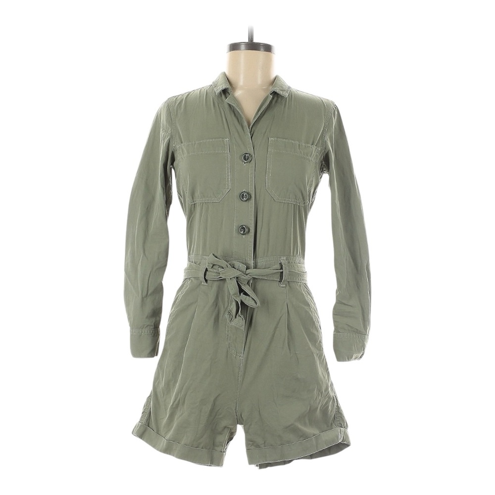 J.Crew Chino Short Button‎ With Tie Denim Romper Women’s Size 2